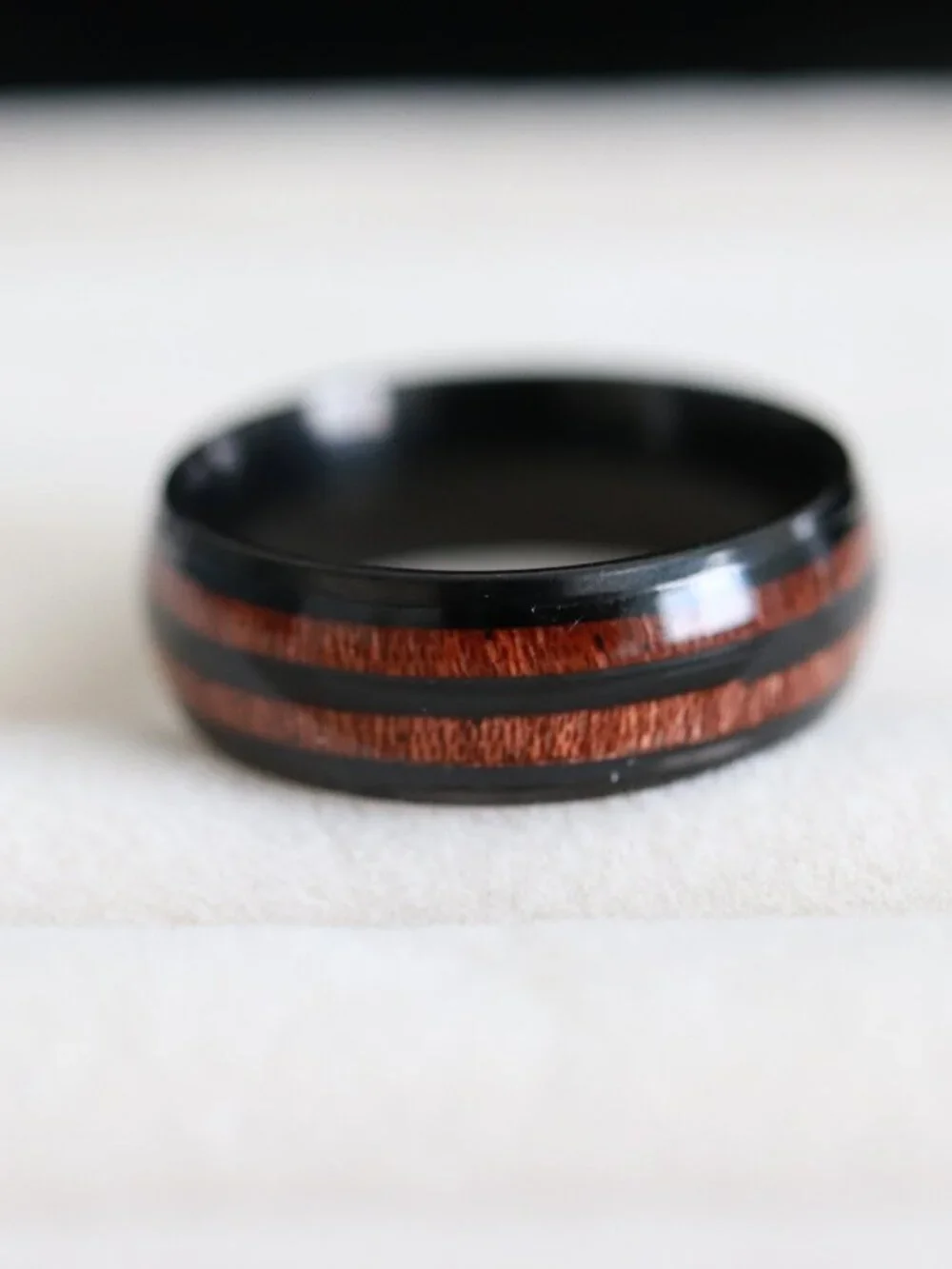 BB8 Mens Ring 8mm 2-Tone Black/Brown Wedding Band Ring Stainless Steel - Picture 4 of 4